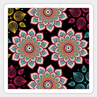 Colorful Lotus Flower Mandala Art Pattern | Floral Mandala Designs | Gift for Women | Gift for Men T-Shirt Magnet